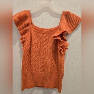Off-the-Shoulder‎ Orange Cable Knit Sweater Excellent Conditions